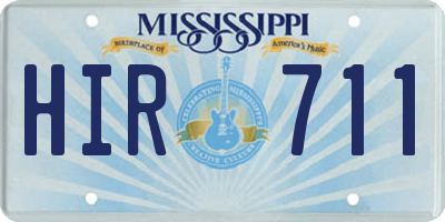 MS license plate HIR711