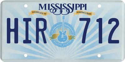 MS license plate HIR712