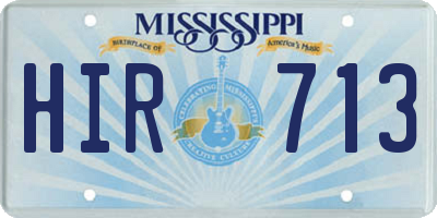 MS license plate HIR713