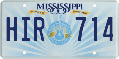 MS license plate HIR714