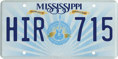 MS license plate HIR715