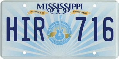 MS license plate HIR716