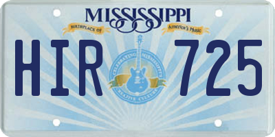 MS license plate HIR725