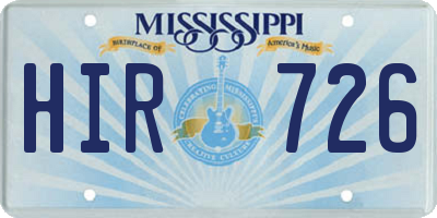 MS license plate HIR726