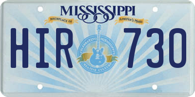 MS license plate HIR730