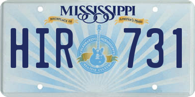 MS license plate HIR731