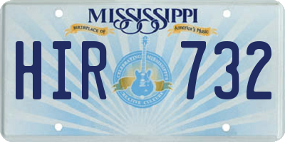 MS license plate HIR732