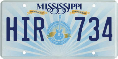 MS license plate HIR734