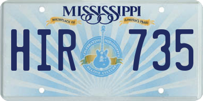 MS license plate HIR735