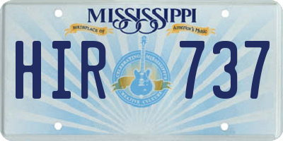 MS license plate HIR737