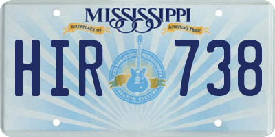 MS license plate HIR738