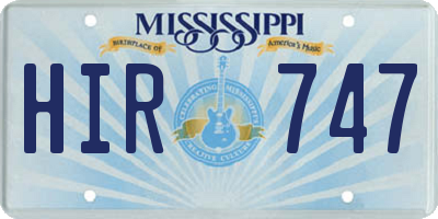 MS license plate HIR747