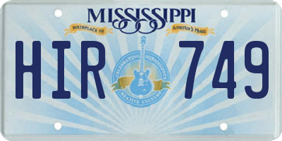 MS license plate HIR749