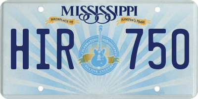 MS license plate HIR750