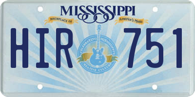 MS license plate HIR751
