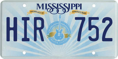 MS license plate HIR752