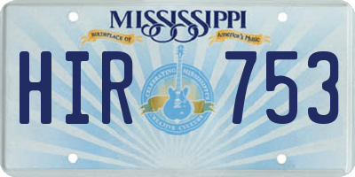 MS license plate HIR753