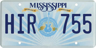 MS license plate HIR755