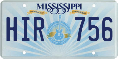 MS license plate HIR756
