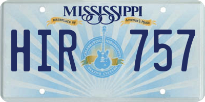 MS license plate HIR757