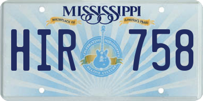 MS license plate HIR758