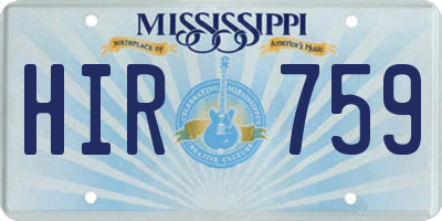 MS license plate HIR759