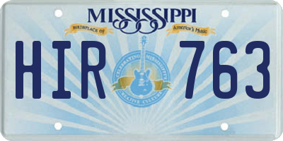 MS license plate HIR763