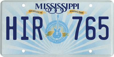 MS license plate HIR765