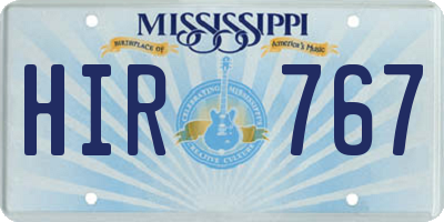 MS license plate HIR767