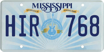 MS license plate HIR768