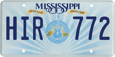 MS license plate HIR772