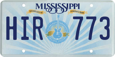 MS license plate HIR773