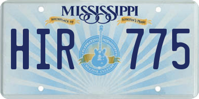 MS license plate HIR775
