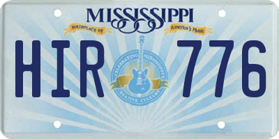 MS license plate HIR776