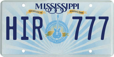 MS license plate HIR777