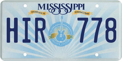 MS license plate HIR778