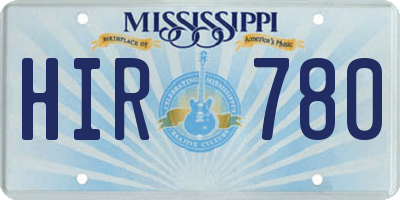 MS license plate HIR780