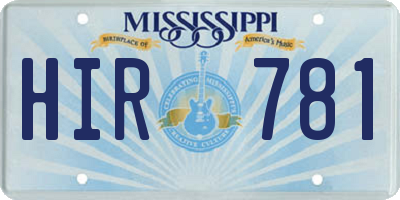 MS license plate HIR781
