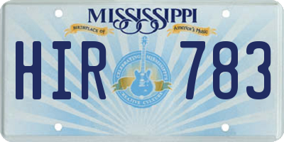 MS license plate HIR783
