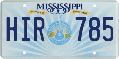 MS license plate HIR785