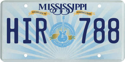 MS license plate HIR788