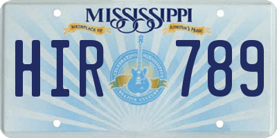 MS license plate HIR789