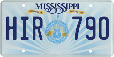 MS license plate HIR790