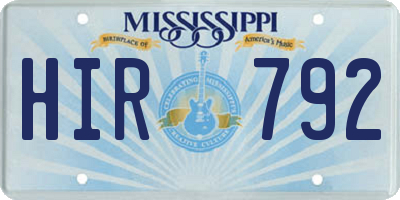 MS license plate HIR792