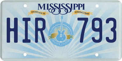 MS license plate HIR793