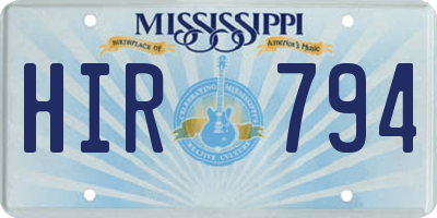 MS license plate HIR794