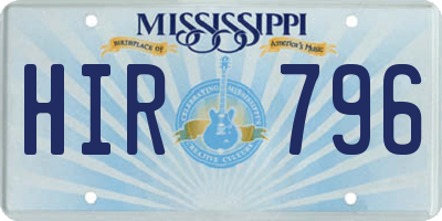 MS license plate HIR796