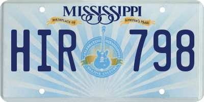 MS license plate HIR798