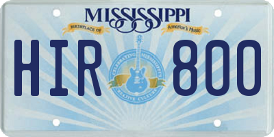 MS license plate HIR800