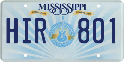 MS license plate HIR801